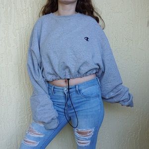 crop drawstring sweatshirt